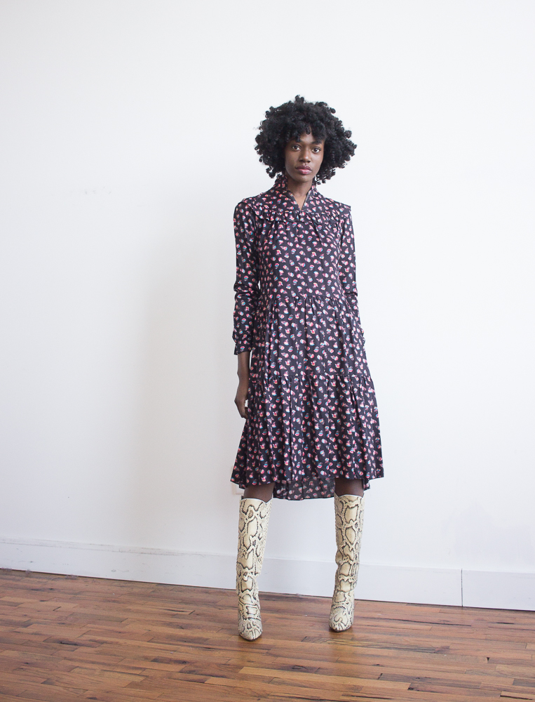 1970s Feather Print Tent Dress