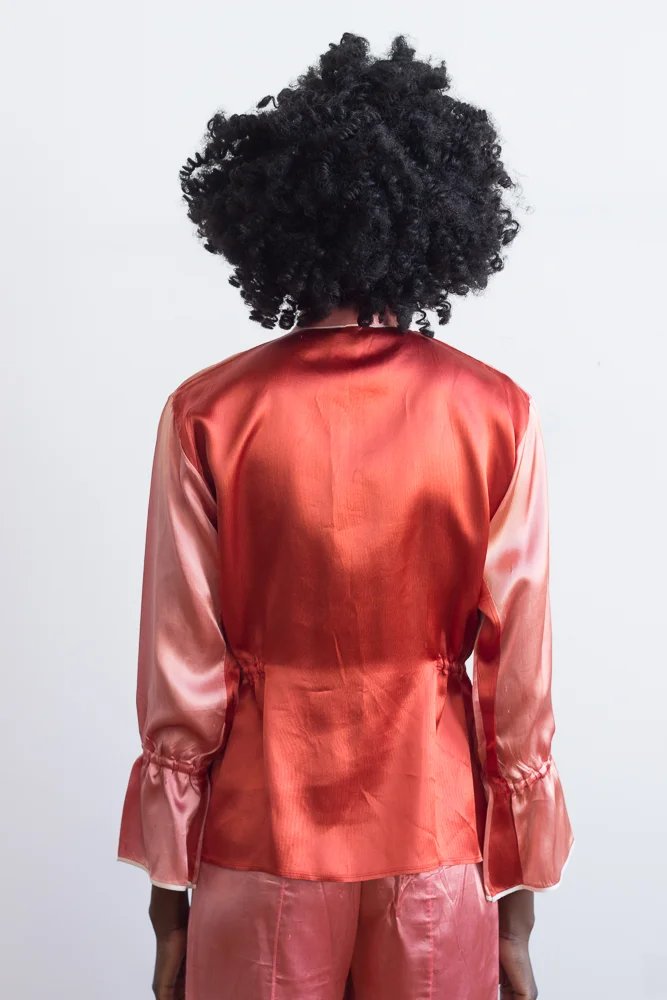 1940s Rose Silk Embroidered Souvenir Pajamas