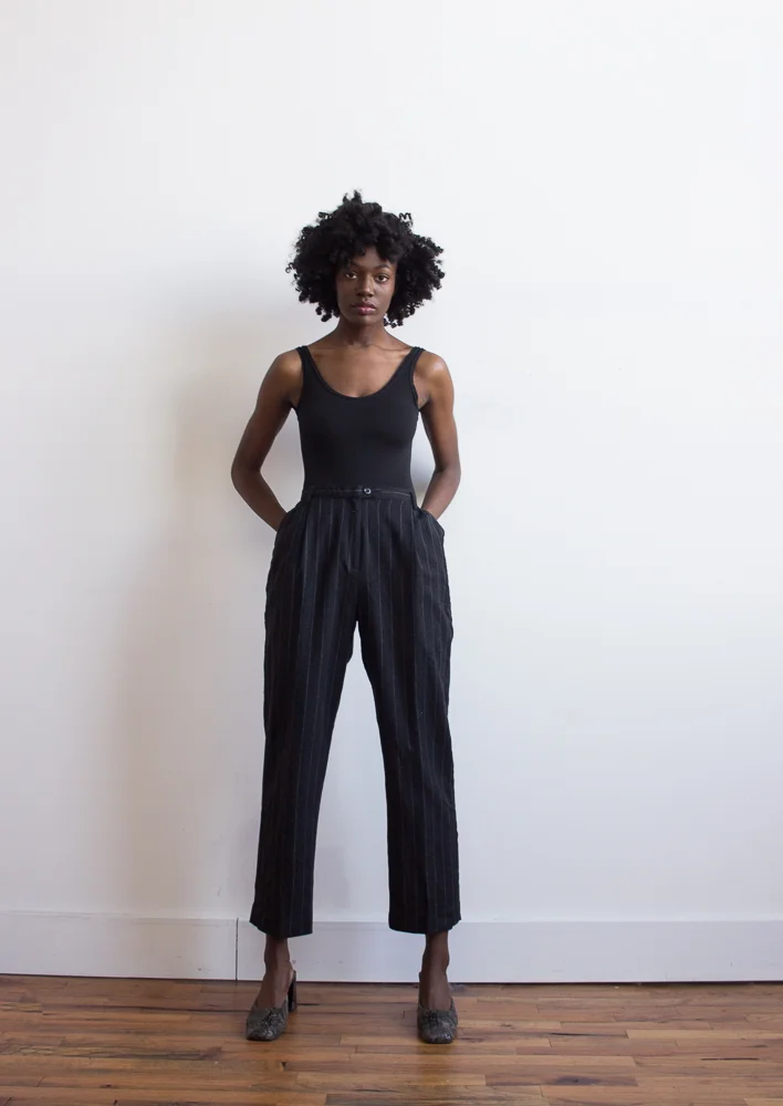 1980s Charcoal Pinstripe Trousers