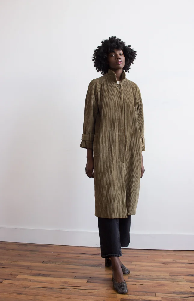 1980s Olive Corduroy Minimal Jacket