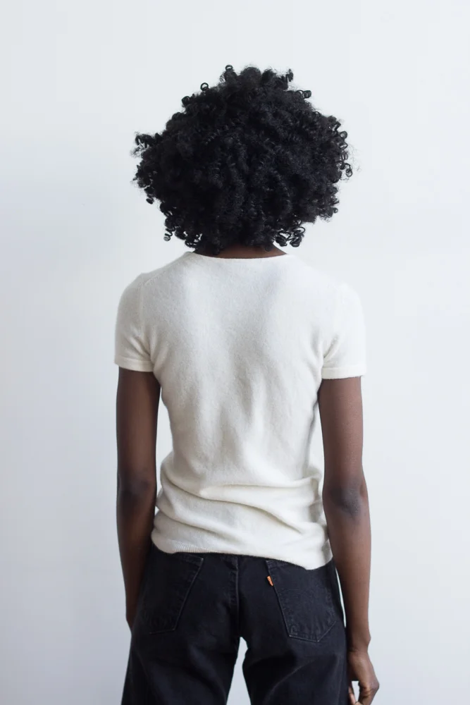 1990s Warm White Cashmere T-Shirt