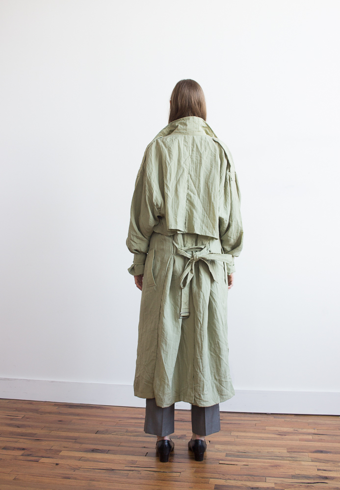 1980s Pale Sage Matelassé Trench