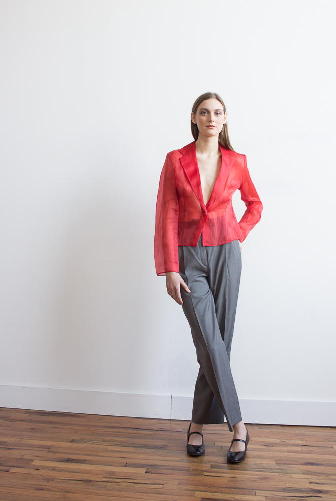 1990s Red Italian Silk Organza Jacket