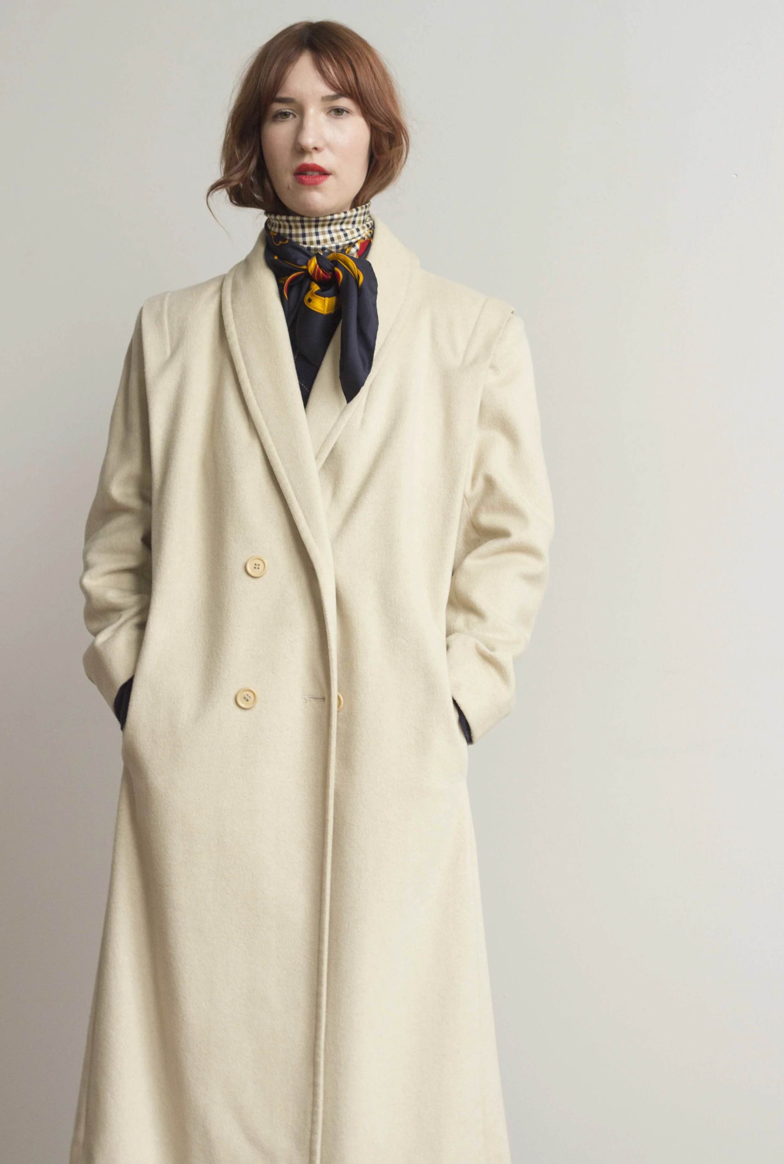 1980s Ecru Double Breasted Coat