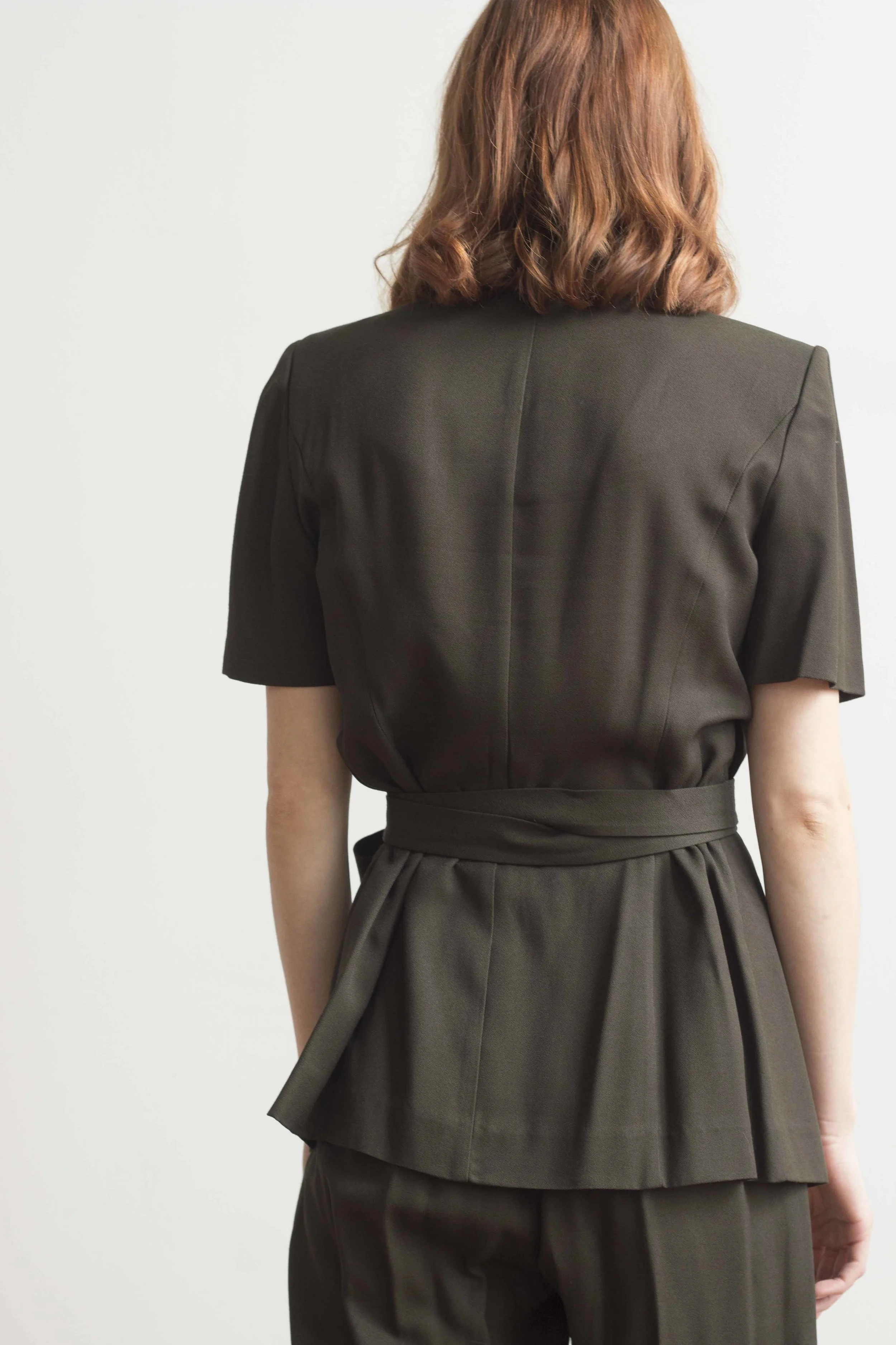 1980s Dark Olive Wrap Suit