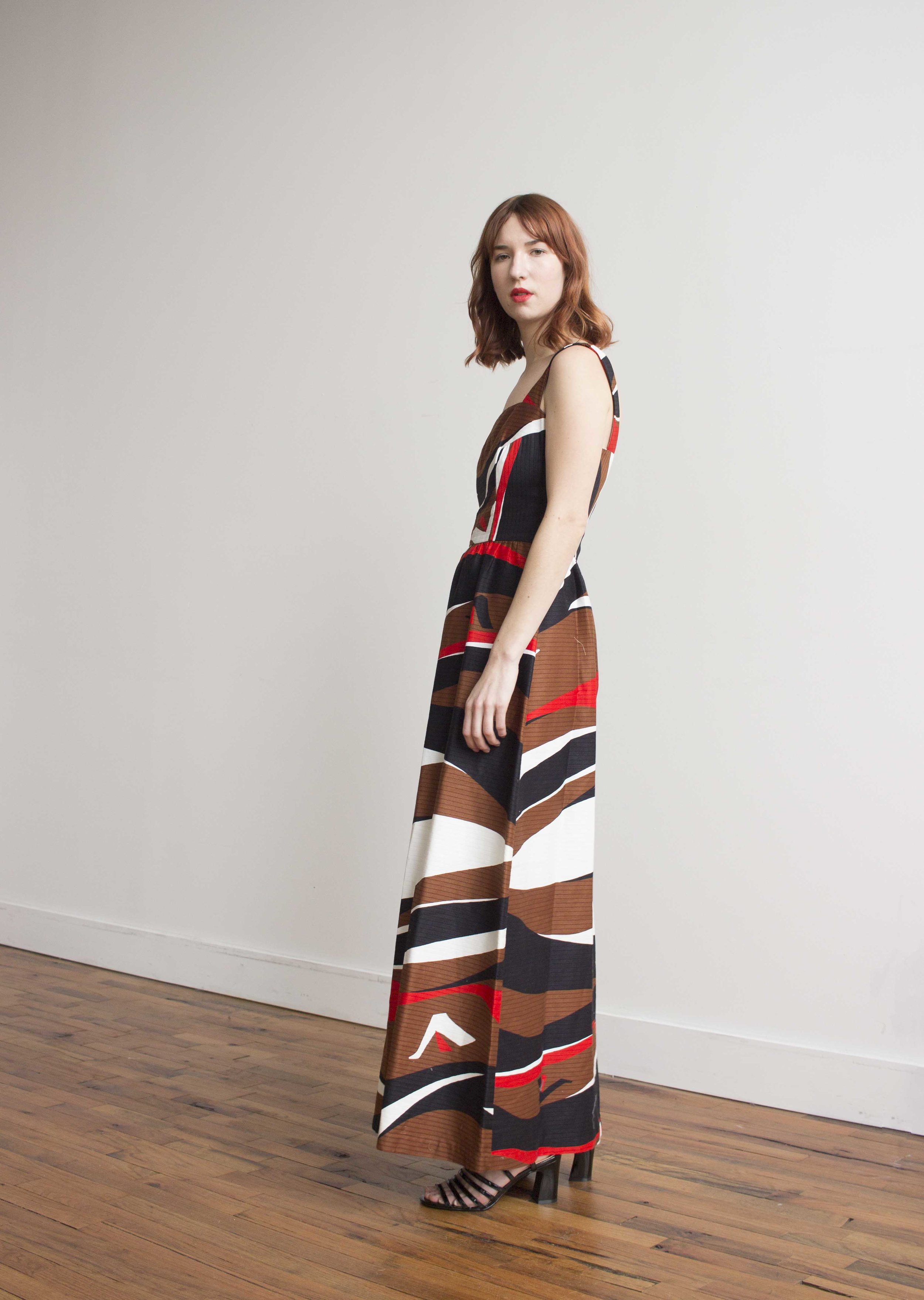 1970s Abstract Cotton Maxi Dress