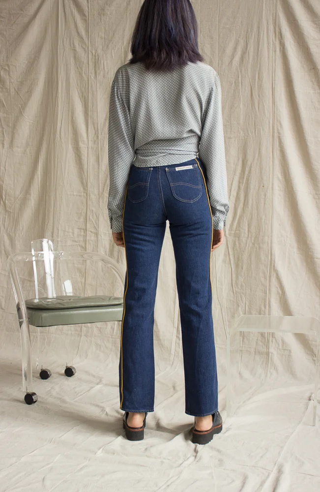 1970s Ultra High Rise Jeans with Piping