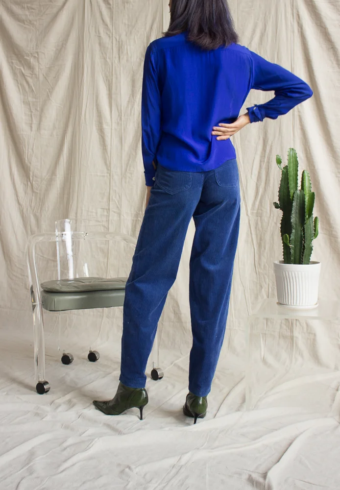 1980s Cobalt Blue Corduroy Trousers