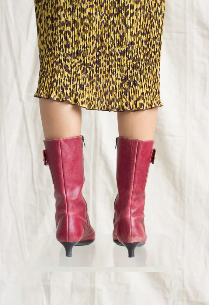 1990s Coach Red Leather Pocket Boots