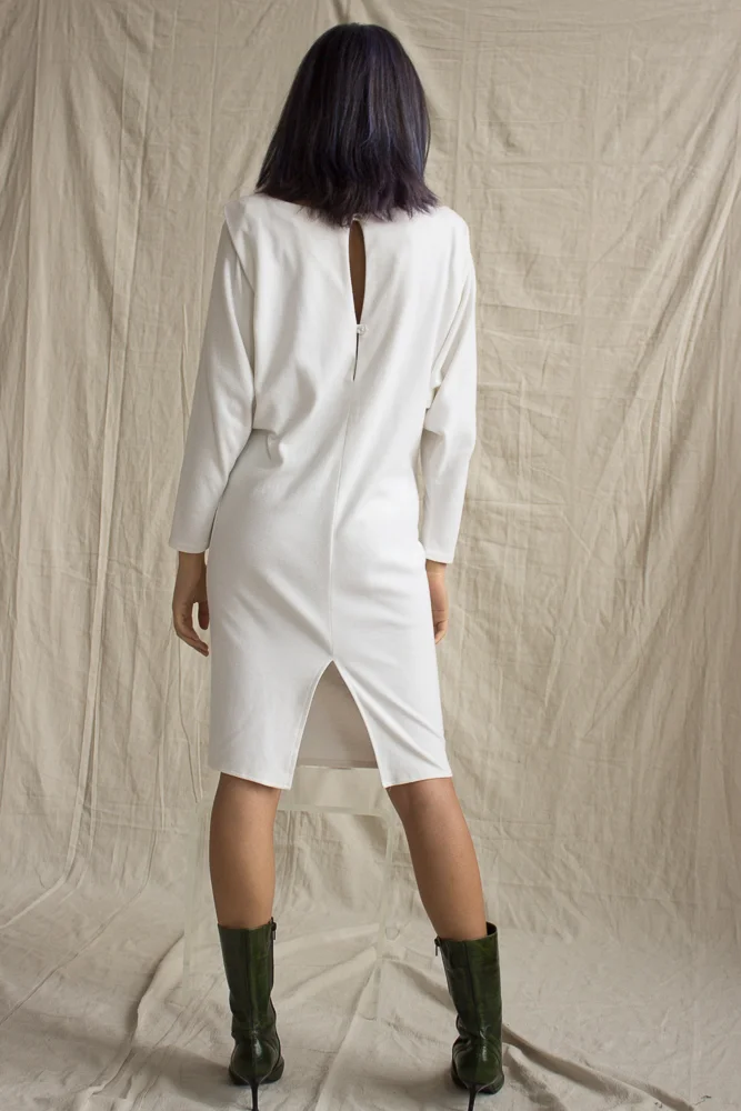 1980s Saint Germain White Dolman Jersey Dress