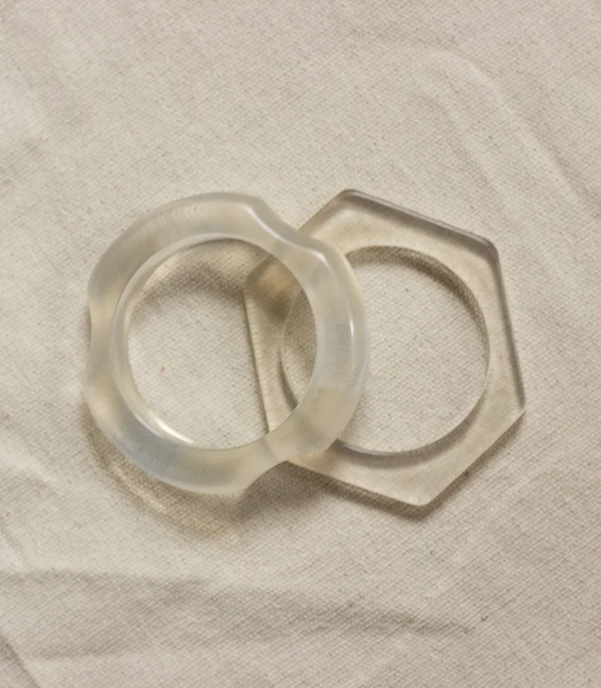 1960s Frosted Clear Lucite Bangle Set