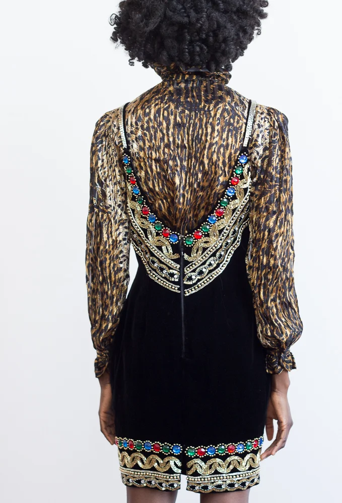 1980s Jeweled Party Dress