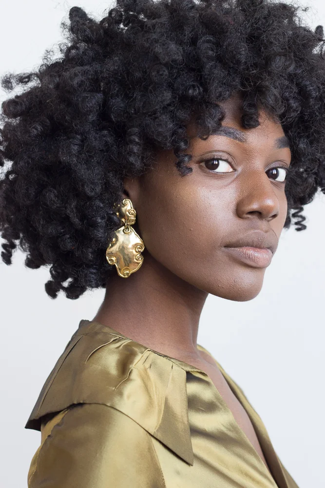 1980s Gold Shield Earrings