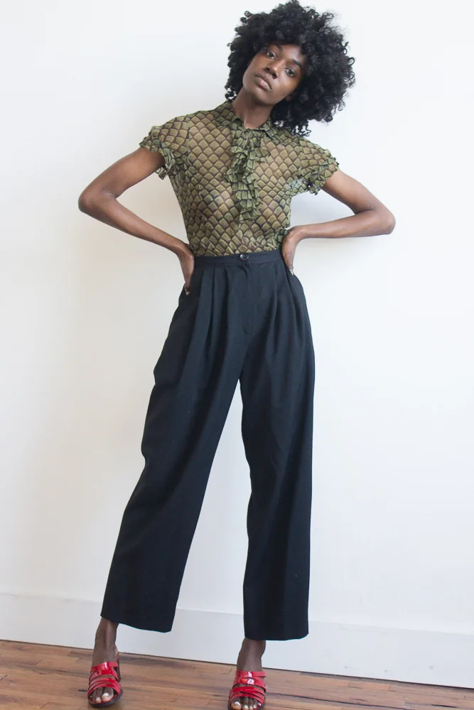 1990s Laundry by Shelli Segal Silk Chiffon Top