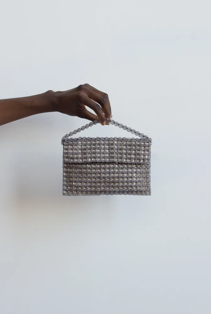 1960s Gray Beaded Mini Bag