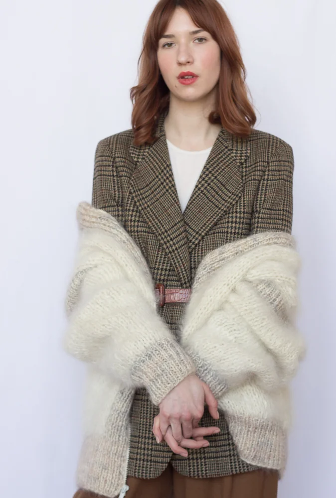 1970s Hand Knit Angora Wool Jacket