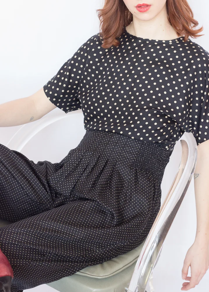 1980s Polka Dot Two Piece Ensemble