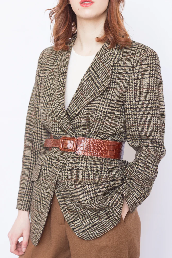 Y2K Italian Leather Crocodile Belt