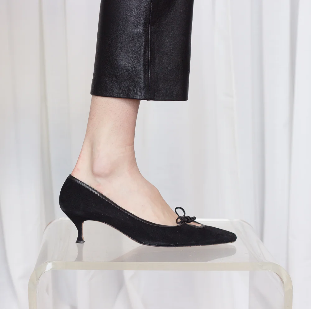 1990s Italian Suede Kitten Heels