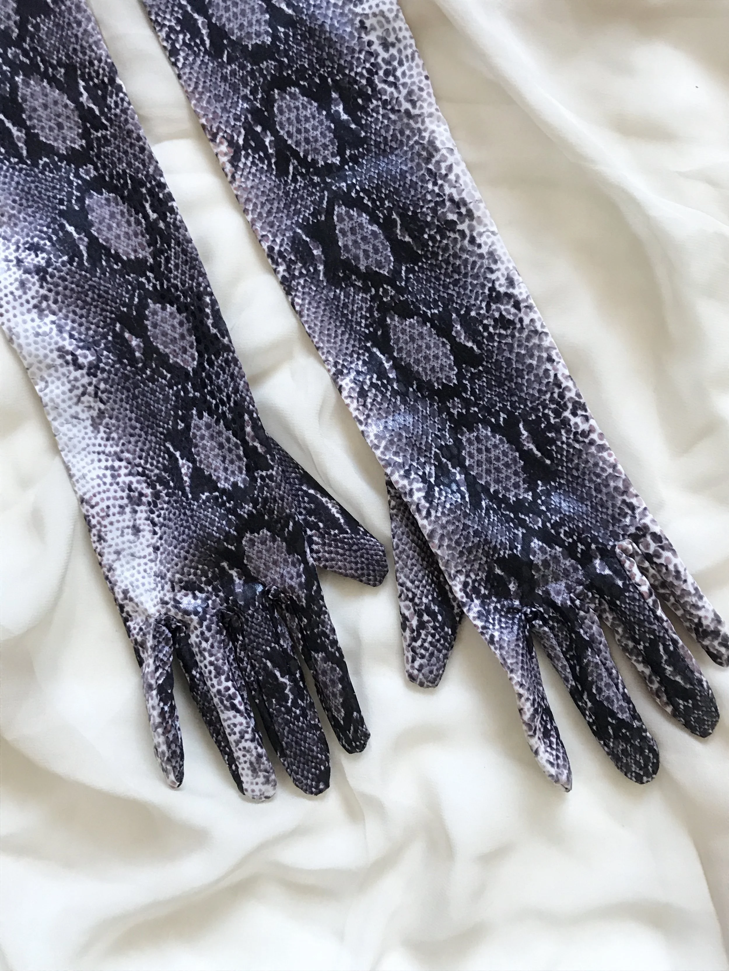 1990s Snakeskin Elbow Length Gloves