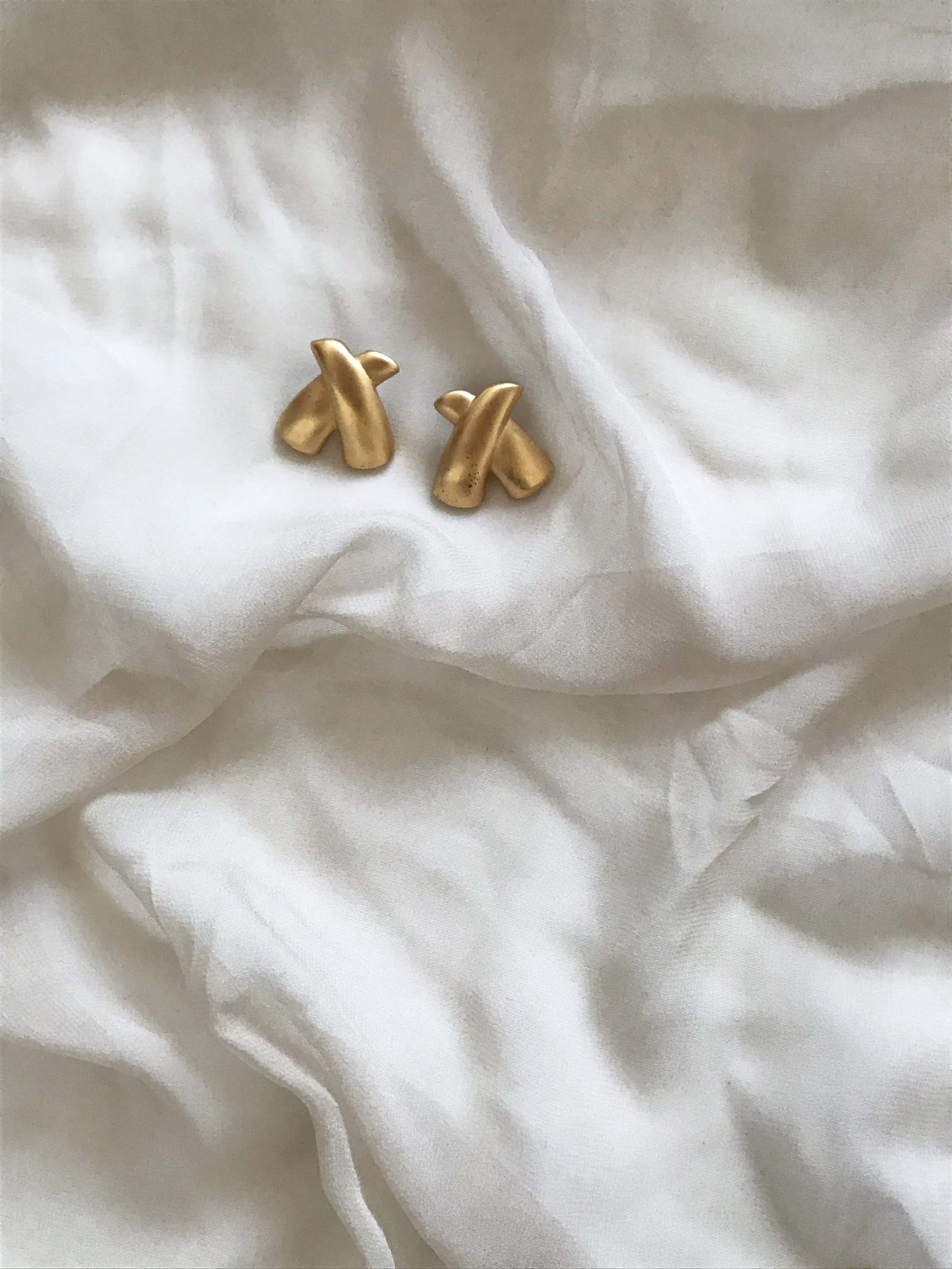 1980s Matte Gold "X" Earrings