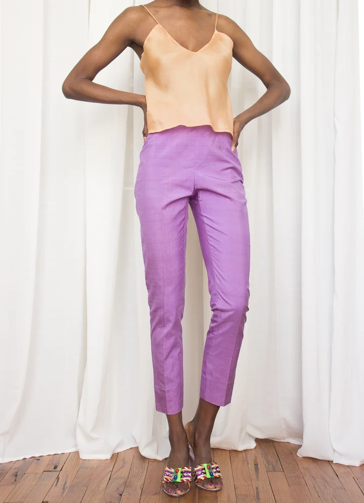 1960s Emilio Pucci Raw Silk Cigarette Pants - Lavender