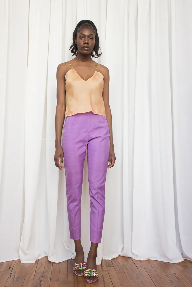purple cigarette pants 1960s Emilio Pucci Raw Silk Cigarette Pants