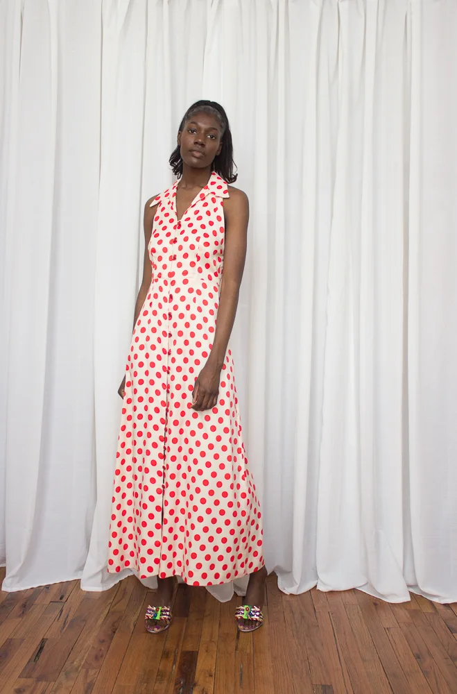 knee length dresses for ladies Lovella Red Polka Dot Maxi Dress main image 1