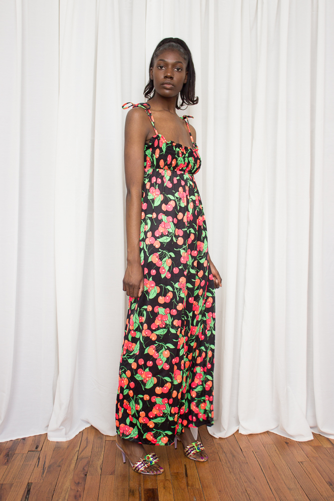 cherry print maxi dress Fruit Pie Cherry Maxi Dress