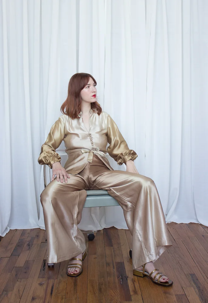 1970s Gold Satin Ombré Ensemble