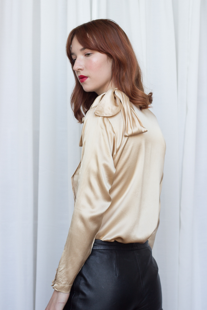 1980s Spitalnik Champagne Silk Blouse