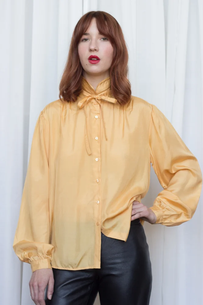 1980s Creamsicle Silk Blouse