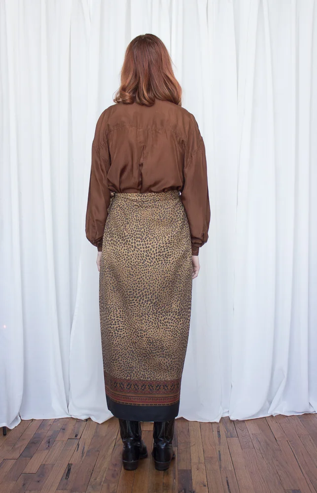 1980s Leopard Paisley Wrap Skirt