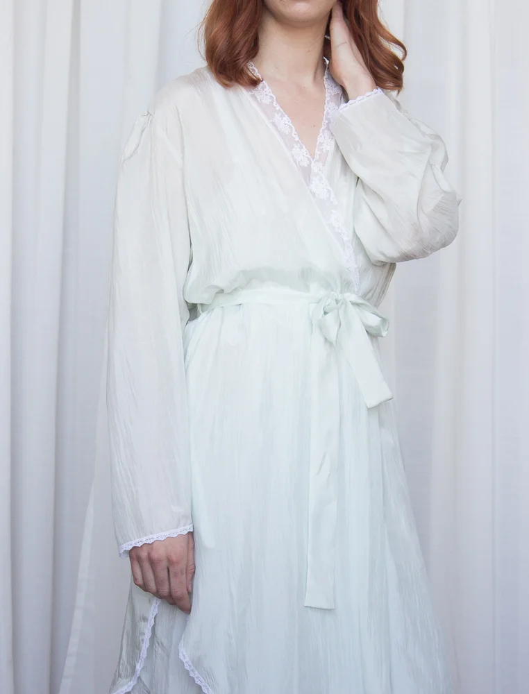 1980s Gossamer Silk Nightgown and Robe