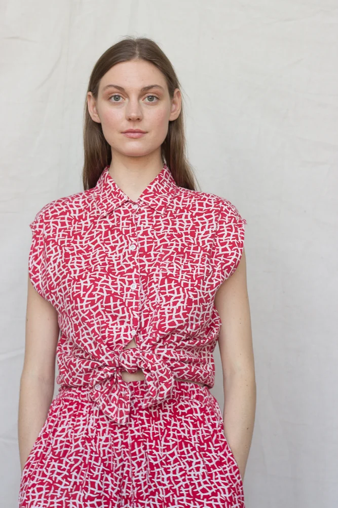 1980s Indian Rayon Abstract Print Set