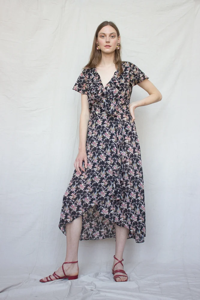 1990s Floral Georgette "Stealing Beauty" Dress