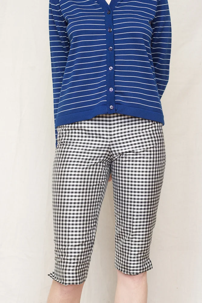 1990s Gingham Silk Bermuda Shorts