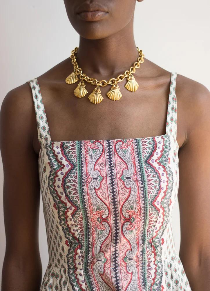 1970s Souleiado French Country Side Dress