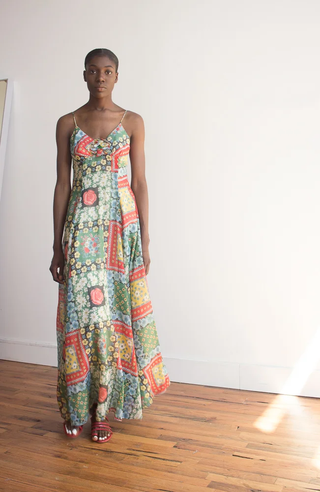chinese dress ladies Jordyn Patchwork Maxi Denim Dress — Hudson Square Boutique LLC main image 0