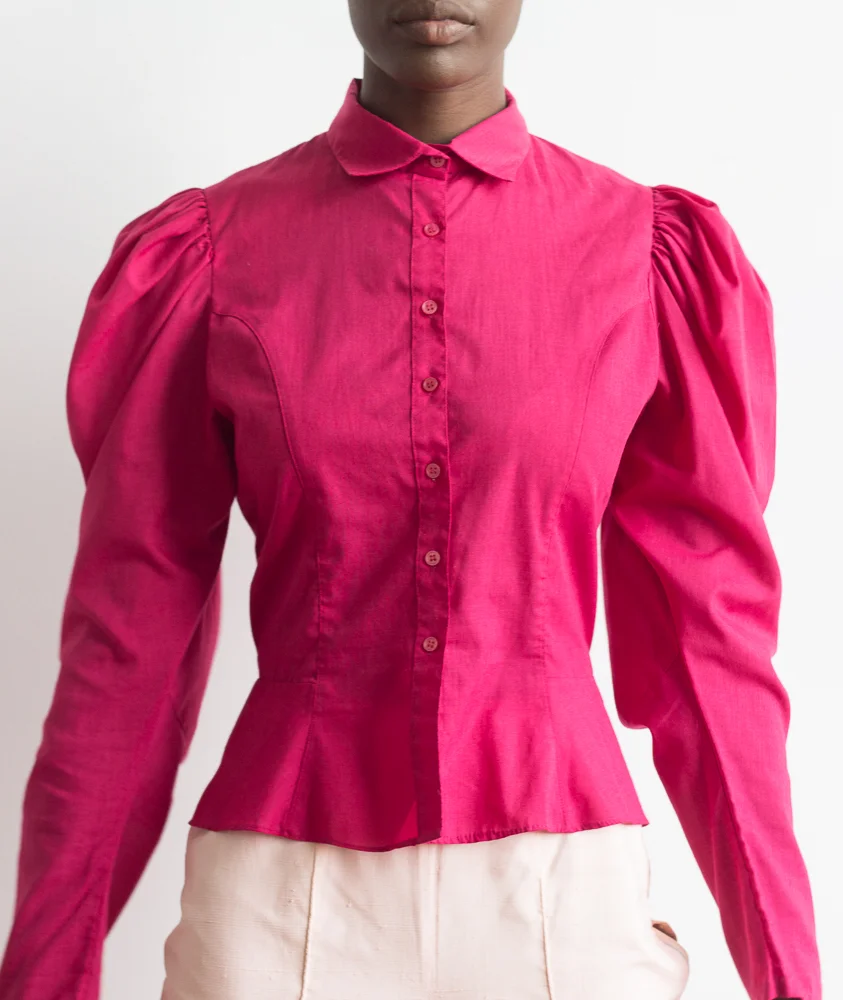 1970s Mutton Sleeve Boysenberry Blouse