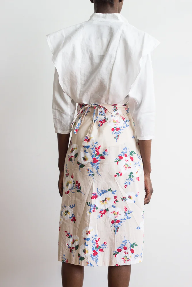 1970s Cotton Poppy Print Wrap Skirt