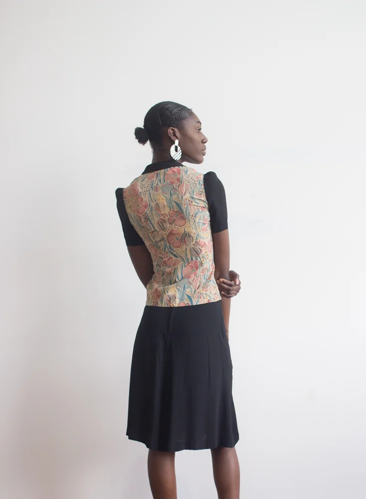 1970s does 1930s Floral Crepe Set