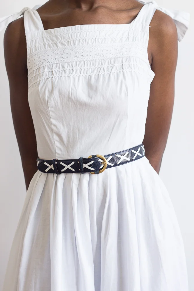 1950s White Cotton Ric-Rac Trimmed Sun Dress