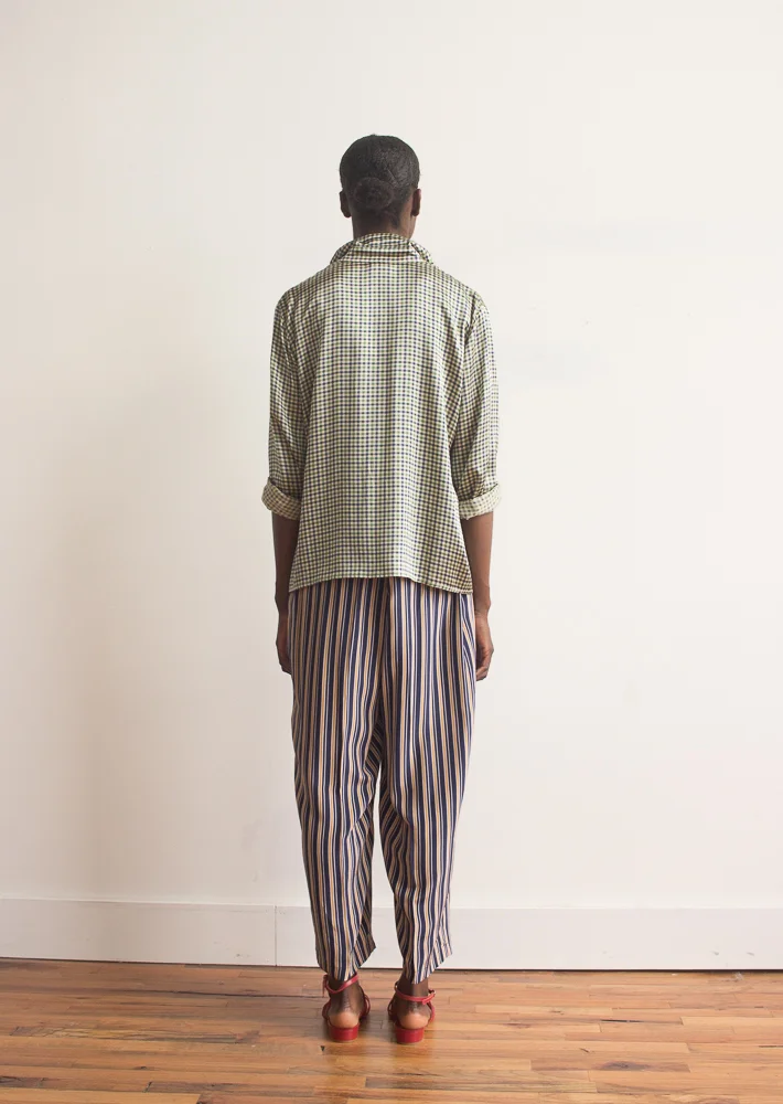 1980s Gianfranco Ferre Plaid Silk Top