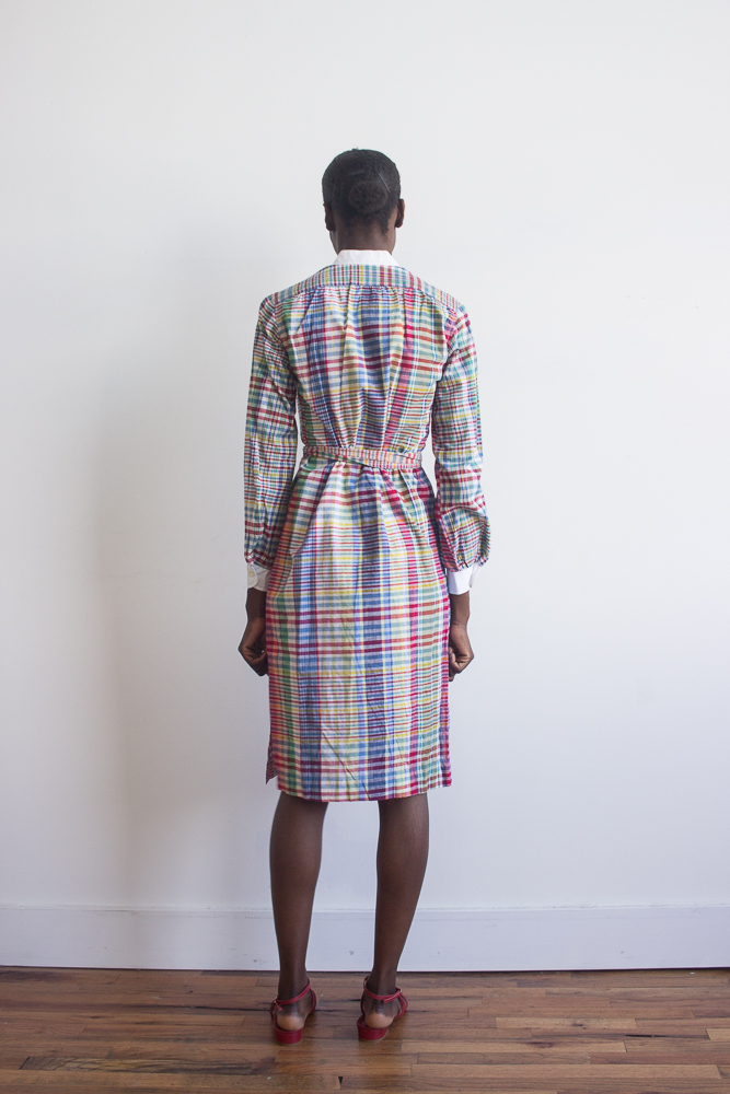 1970s Indian Cotton Madras Shirt Dress