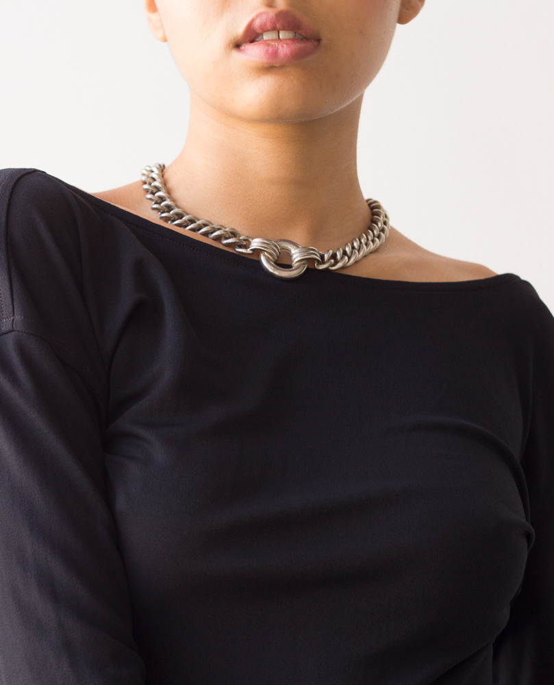 1980s Chunky Silver Chain Choker