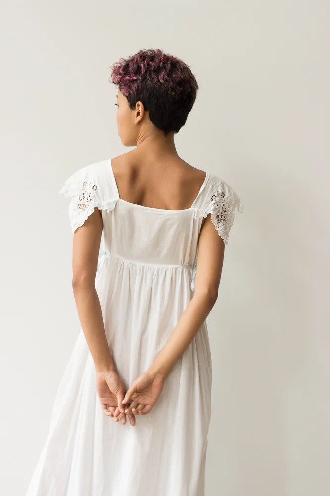 1980s White Cotton Edwardian-Inspired Nightgown