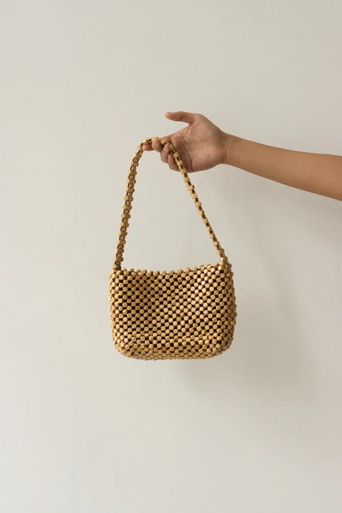 1990s Wooden Beaded Mini Bag