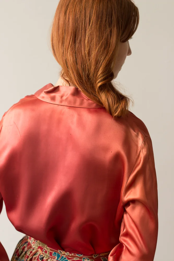 1970s Satin Lace-up Pullover