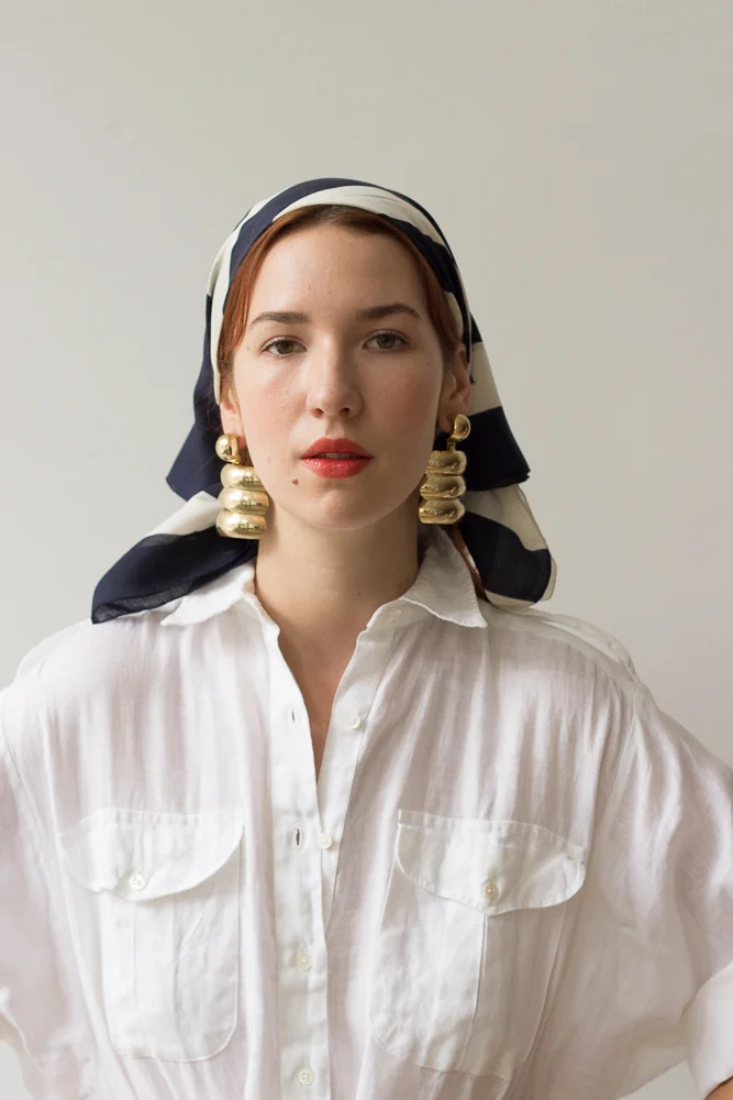 1980s Deadstock Giant Gold Ribbed Dangle Earrings